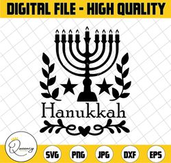 hanukkah svg, hanukkah with leaves, hanukkah clip art, menorah svg, hanukkah cut files, light svg, clipart, svg, dxf, pn