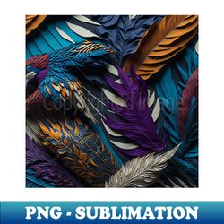 collage of feathers pattern - vintage sublimation png download - vibrant and eye-catching typography