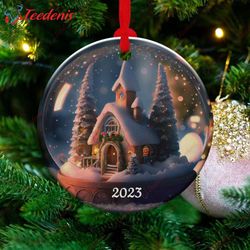 ceramic snow globe ornament, holiday keepsake gift  wear love, share beauty