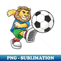 lion as soccer player with a soccer ball - png transparent sublimation file - perfect for creative projects
