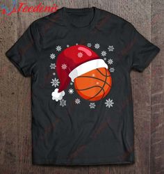 christmas basketball ball santa hat funny sports xmas snow shirt, women christmas family sweatshirts  wear love, share b