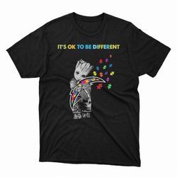 groot hug los angeles chargers autism its ok to be different ladies tee, shirt