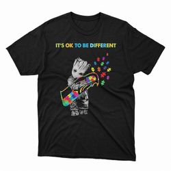 groot hug seattle seahawks autism its ok to be different ladies tee, shirt