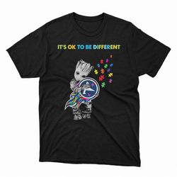 groot hug tennessee titans autism its ok to be different ladies tee, shirt
