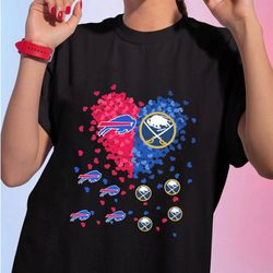 hearts love buffalo bills and buffalo sabres ladies tee shirt