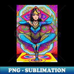 Psychedelic Artwork with Yoga Girl Pose - Creative Sublimation PNG Download - Transform Your Sublimation Creations