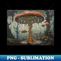 dark dreamy mushroom landscape - sublimation-ready png file - stunning sublimation graphics