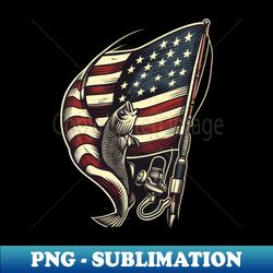 american flag fishing rod - vintage sublimation png download - create with confidence