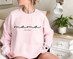 mothers day shirt, mama sweatshirt with kids name on sleeve, personalized mother day gift for mom, birthday gift for mom