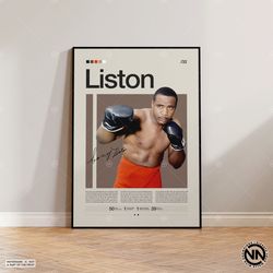 sonny liston poster, boxing poster, sports poster, boxing wall art, mid-century modern, motivational poster, sports bedr