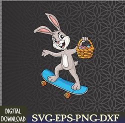 easter day rabbit riding a skateboard boys girls kids skater svg, eps, png, dxf, digital download