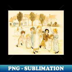 victorian children playing by kate greenaway - png sublimation digital download - enhance your apparel with stunning detail