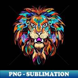 wild spectrum a colorful tribal lion design embracing natures hues - signature sublimation png file - spice up your sublimation projects