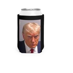 mugshot trump parody beer can cooler sleeve