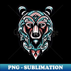 wilderness chic tribal bear art print - instant sublimation digital download - perfect for personalization