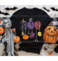 boo halloween costume spiders, ghosts, pumkin & witch hat tshirt , cute witch shirt ,ghost shirt , halloween gift, hallo