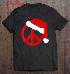 hippie christmas peace sign santa hat shirt, funny christmas shirts  wear love, share beauty