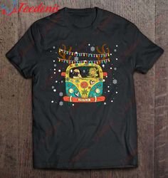 hippie van christmas funny lady pug santa hat shirt, funny christmas outfits for couples  wear love, share beauty