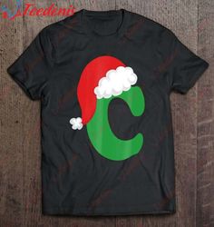 christmas santa hat letter d monogram holiday photo shirt, christmas clothes family  wear love, share beauty