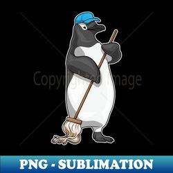 penguin cleaner mop - retro png sublimation digital download - unleash your creativity