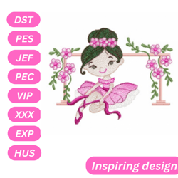 ballet dancer girl embroidery design, machine embroidery pattern, digital files instant download