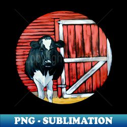 moo and red barn - png transparent sublimation file - unleash your inner rebellion