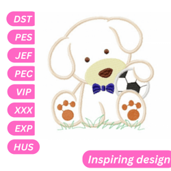 cute puppy embroidery design, dog, machine embroidery pattern, 3 sizes, digital files instant download