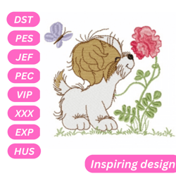 cute puppy embroidery design - dog - machine embroidery pattern - 4 sizes - digital files, instant download