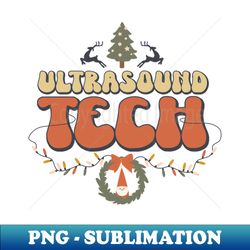retro ultrasound tech christmas lights santa wreath - exclusive png sublimation download - perfect for sublimation art
