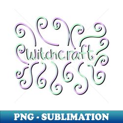spooky witchcraft lettering and swirls in green and purple on a black backdrop made by endlessemporium - aesthetic sublimation digital file - revolutionize your designs