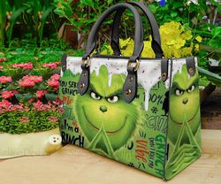 grinch christmas leather bag  wallet, grinch women shoulder bag, grinch handbag