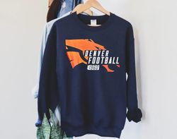 vintage denver football typography design navy sweatshirt , denver football retro team unisex sweater, american football