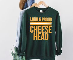 vintage green bay football loud and proud forest green sweatshirt , green bay football team classic unisex sweater, amer