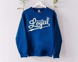 vintage kansas city baseball loyal typo royal blue sweatshirt , kansas city baseball team classic unisex shirt , america