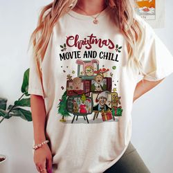 vintage christmas movie and chill shirt, christmas movie cassette shirt