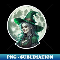 smiling witch in front of moon sticker - creative sublimation png download - defying the norms