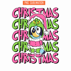 christmas bluey and grinch png, grinch character png, bluey costume png