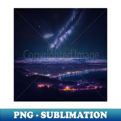 starry sky landscapes over city skyline ai generated art - png transparent sublimation design - perfect for sublimation art