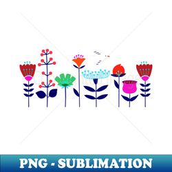 scandinavian flowers with soaring bird - digital sublimation download file - defying the norms