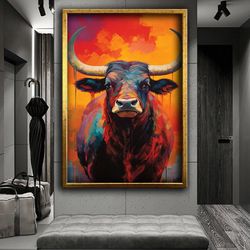 oil painting cow design canvas painting wall painting, animal wall art canvas, ready to hang wall painting, design canva