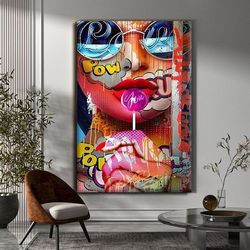 pop art women canvas print wall painting, wall art canvas, canvas print, ready to hang canvas painting, modern art canva