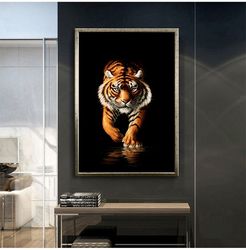 siberian tiger canvas print wall decor, wall art canvas, canvas print, ready to hang wall print, design tiger picture, h