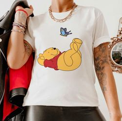 disney pooh portrait shirt, cute pooh with butterfly shirt, winnie the pooh shirt, animal kingdom, disneyland family mat