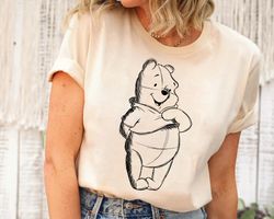 disney pooh sketch portrait shirt, cute winnie the pooh shirt, disney matching shirt, disneyland family shirts, disney w
