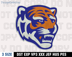 memphis tigers mascot embroidery designs, ncaa machine embroidery design, machine embroidery pattern