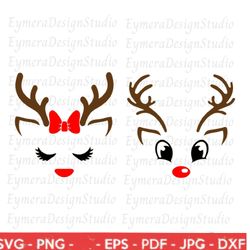 christmas reindeer faces svg, reindeer svg, boy reindeer svg, girl reindeer svg, christmas 2024 svg, cute reindeer face