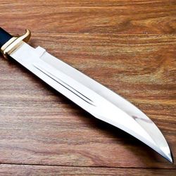 custom handmade forged damascus steel hunting knife with wood & damascus handle