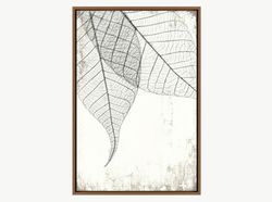 black and white leaves floral nature illustrations modern canvas art print, frame large wall art, gift, wall decor
