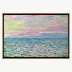 claude monet colourful coastal ocean landscape, vintage wall art, canvas art print, frame large wall art, gift, living r