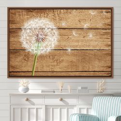 frame wall art dandelion in the wind on wood panels nature wilderness flower canvas art print, frame large wall art, gif